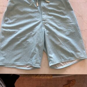 Men's Light Aqua Patterned Swim Board Shorts